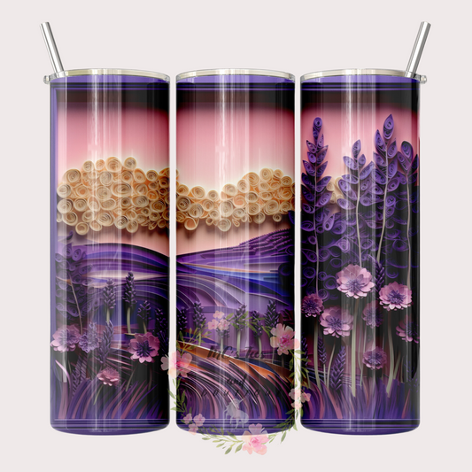 3D Purple Quill Flower Sublimation Tumbler