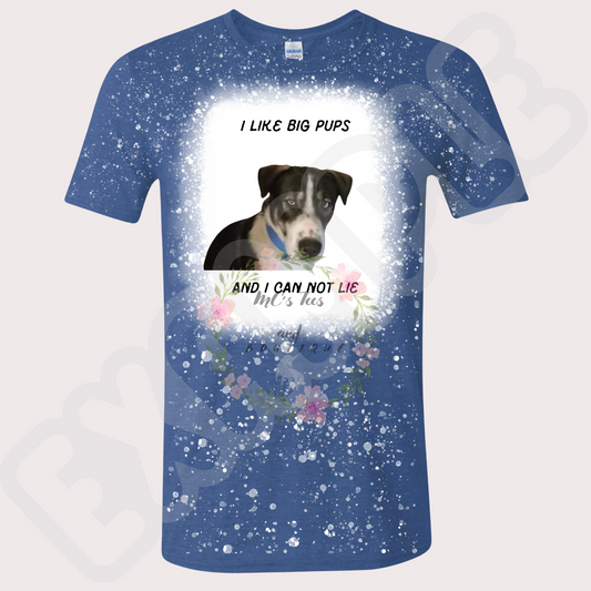 Custom I Like Big Pups Heather Royal Bleached Sublimation T-shirt