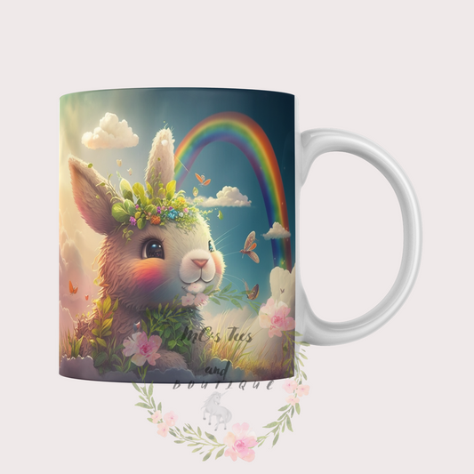 Cute Whimsical Baby Bunny Sublimation Ceramic Mug