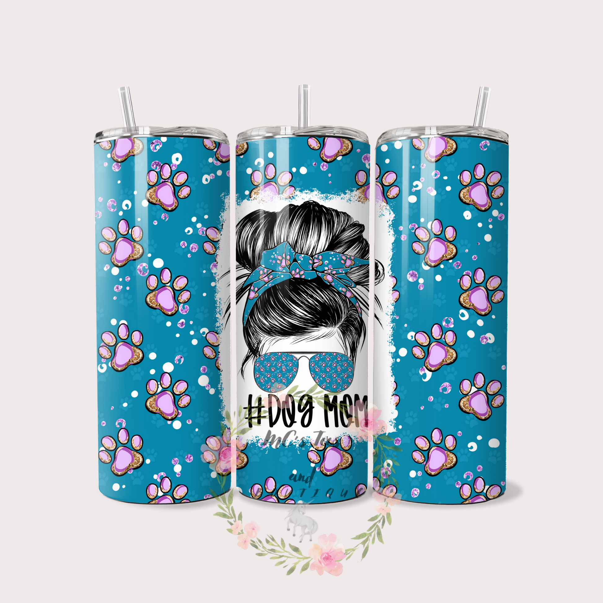 # Dog Mom Messy Bun Sublimation Tumbler