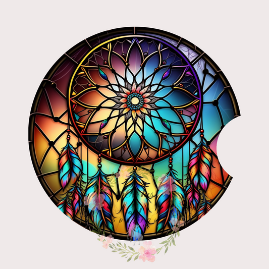 Dreamcatcher with Stained Glass Effect Sublimation Car Coaster