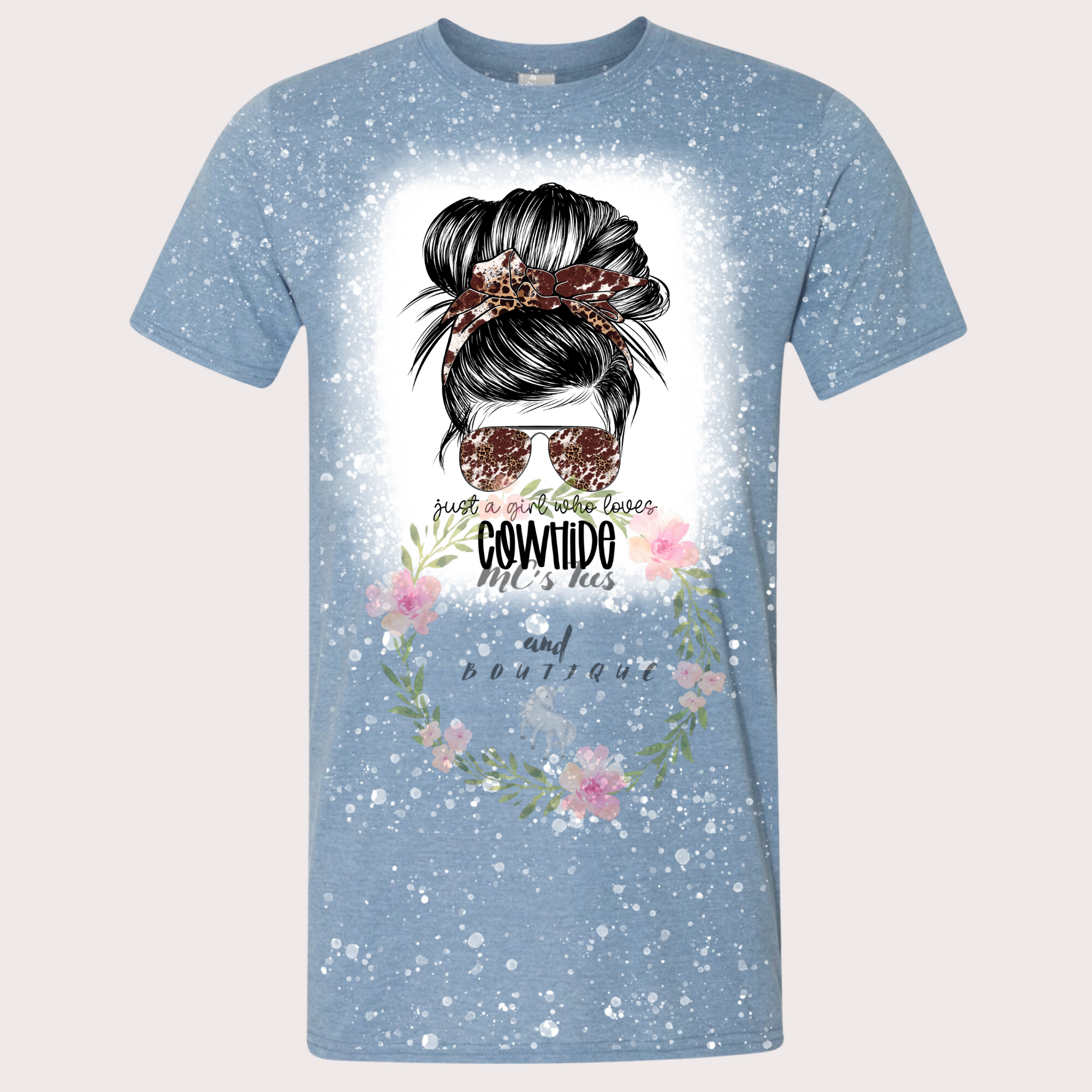 Girl Who Loves Cowhide Bleached Sublimation Shirt