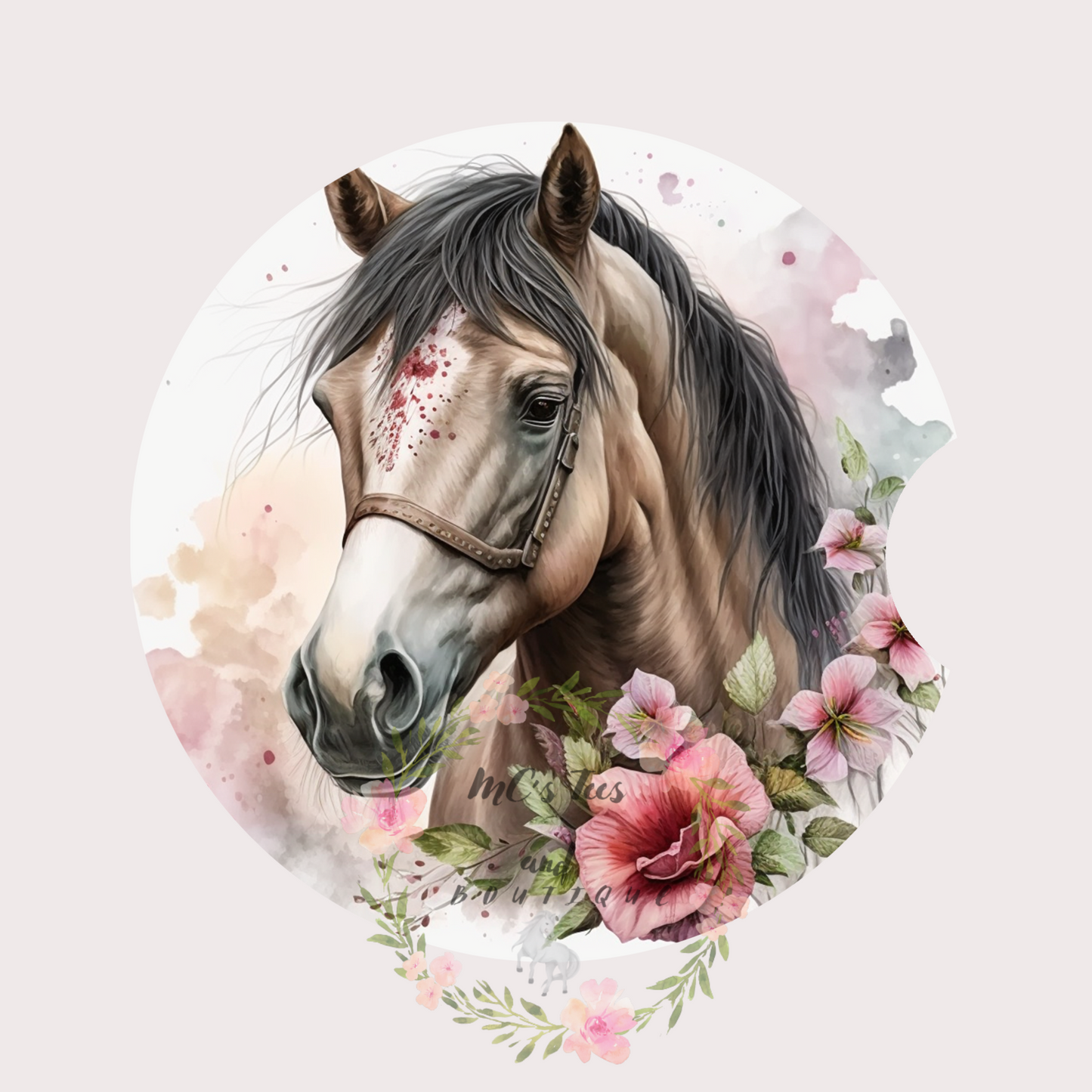 Horse with Flowers Sublimation Car Coaster