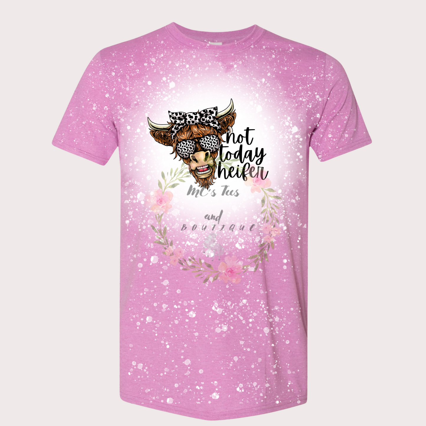 Not Today Heffer Heather Radiant Orchid Bleached Sublimation T-shirt