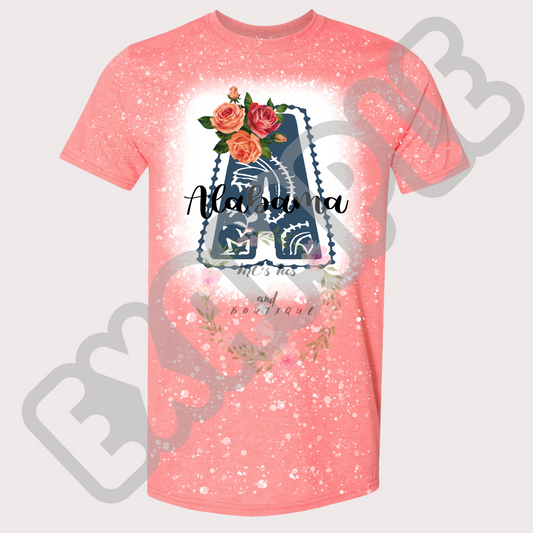 State Heather Coral Silk Bleached Sublimation T-shirt