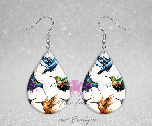 Hummingbird Teardrop Shaped Earrings